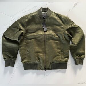 Banana Republic Dark Olive Vegan Suede Bomber Jacket